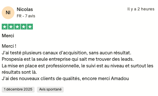Témoignage Trustpilot Nicolas